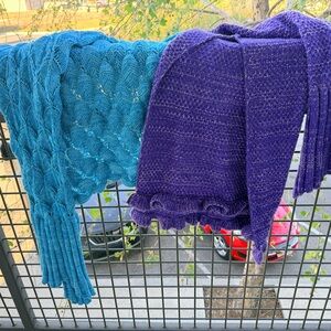 Hand-Knit Teal and Purple Mermaid Tails